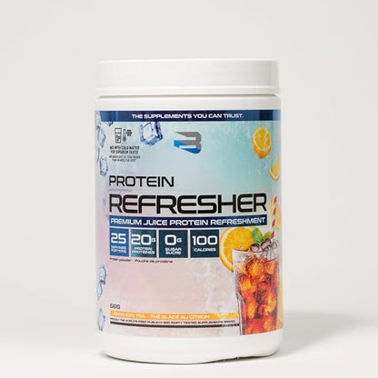 Protein Refresher (25 Servings) - Revolutionary Juice-Type Whey Protein Powder for Fitness, Bodybuilding, Gym, or for Bigger Protein Intake (25 Scoops, Lemon Iced Tea)