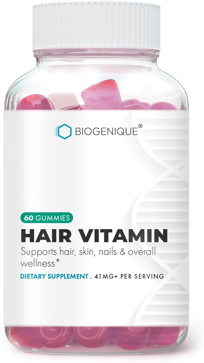 Hair Vitamins Gummies with Biotin 5000 mcg Vitamin A, C & E Support Hair Growth & Promotes Strong Hair, 60 Gummies Natural Raspberry & Blueberry Flavor - Non-GMO, Gluten Free