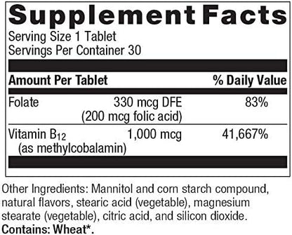 Bariatric Advantage B-12 Speedy Melts, Vitamin B12 1000 mcg Supplement, Fast Melting with 200 mcg of Folic Acid for Nutritional Support - Black Cherry, 30 Count