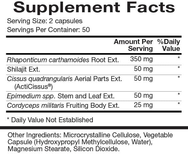 Natura Health Products Botanabol Supplement - Builds Strength & Endurance and Optimizes Recovery Time - Featuring Rhaponticum, Shilajit, Cordyceps, Cissus Quadrangularis (100 Capsules)