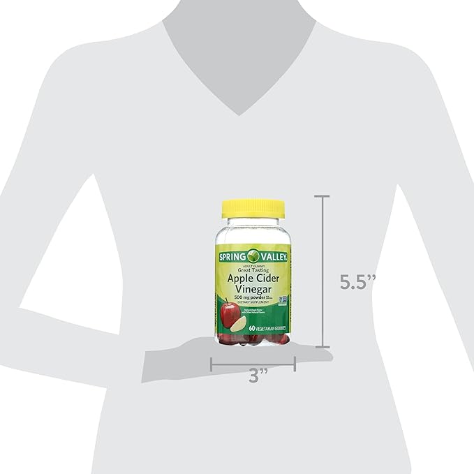 Spring Valley Apple Cider Vinegar Gummies- 500 mg 60 Ct (Pack 1), Boxed by Fusion Shop Store