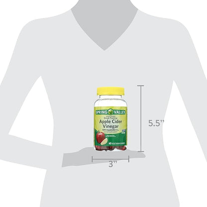 Spring Valley Apple Cider Vinegar Gummies- 500 mg 60 Ct (Pack 1), Boxed by Fusion Shop Store