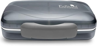 Travel Pill Organizer Large Portable Moisture Proof Vitamin Case, Fullicon Oversize 8 Compartment Pill Box, Pill Holder - Airtight & Moistureproof – Grey