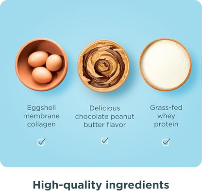 Ancient Nutrition Grass Fed Whey Protein, Chocolate Peanut Butter, 23g Protein, 18 Servings, Hydrolyzed Collagen Peptides, Organic Regenerative A2/A2 Milk Protein