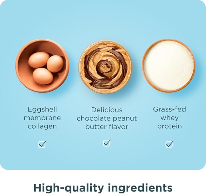 Ancient Nutrition Grass Fed Whey Protein, Chocolate Peanut Butter, 23g Protein, 18 Servings, Hydrolyzed Collagen Peptides, Organic Regenerative A2/A2 Milk Protein