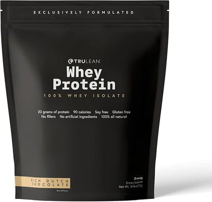 TRULEAN Whey Protein Powder - 20g of Whey Isolate Protein Powder, Zero Artificial Sweeteners & Flavors, Gluten & Soy Free, Non GMO - Rich Dutch Chocolate (30 Servings)