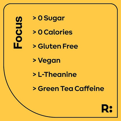 Ryde: Focus Shot | Orange Flavor | L-Theanine & Ginseng | Green Tea Caffeine | Vitamins B2 & B7 | 0 Calories, 0 Sugar | 2 FL OZ Shots | Supports Focus* (8 Pack)
