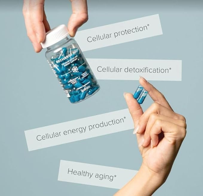 Isagenix Recharge NAD - Cellular Detox, Comprehensive Healthy Aging, and Energy Support - 1 Bottle - 60 ct Targeted Release Capsules
