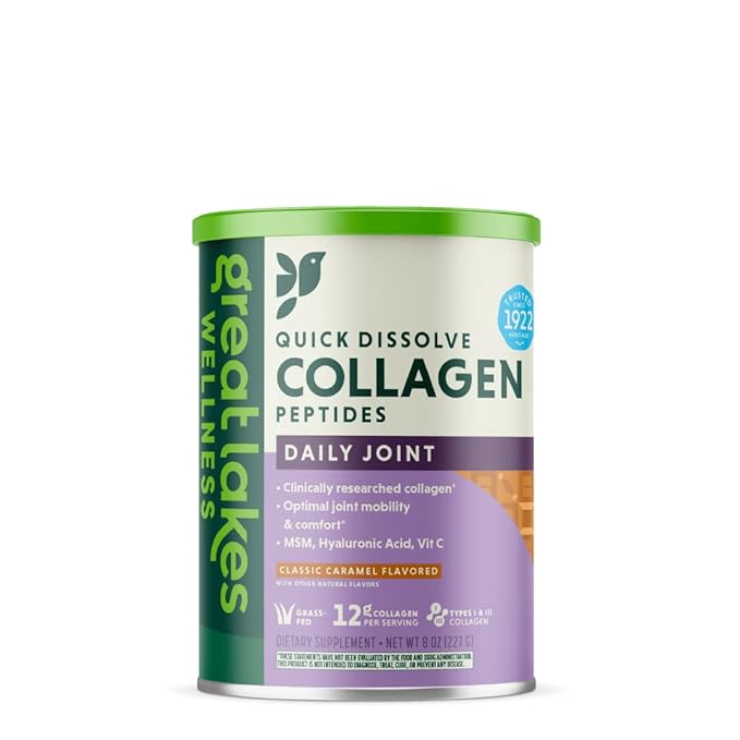Great Lakes Wellness Movement Boost Advanced Collagen Peptides - MSM, Hyaluronic Acid, Vitamin C - Joint Mobility & Comfort - Caramel Flavor - Non-GMO, Keto, Kosher - 8 oz - Packaging May Vary