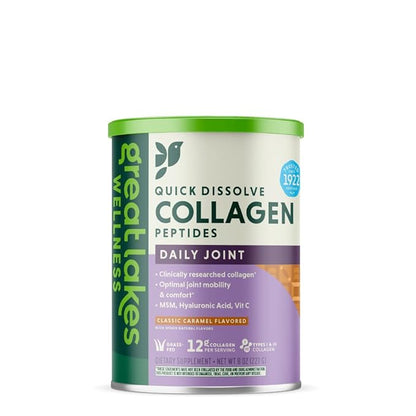 Great Lakes Wellness Movement Boost Advanced Collagen Peptides - MSM, Hyaluronic Acid, Vitamin C - Joint Mobility & Comfort - Caramel Flavor - Non-GMO, Keto, Kosher - 8 oz - Packaging May Vary