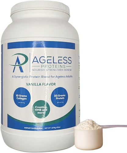 Vanilla Whey Protein Powder and Collagen Peptides for Those Over 40. Supports Muscle Building and Joint Health with 24g Protein, creatine, HMB, and Vitamins (30 Servings, Vanilla)