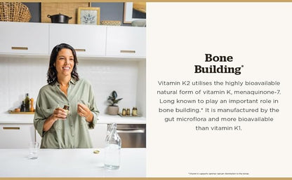 Solgar Vitamin K2 MK7 100mcg Vegetable Capsules Supports Bone Health Natural Whole Food Source from Natto Extract NonGMO Gluten Free Servings, Original, 50 Count