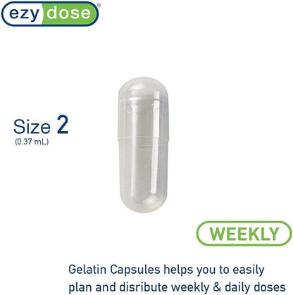 EZY DOSE Gelatin Size 2 Capsules, Empty Gel Capsule for Easy Compounding and Filling of Powdered Supplements, Medicine and Vitamins, Clear, 0.37 mL, 500 Count