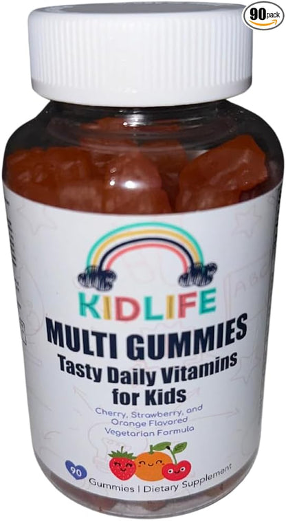 KJ3 Essentials KIDLIFE Daily Gummies- Vitamins for Kids 90 Count Vegan. Immune Support. Soft and Tasty