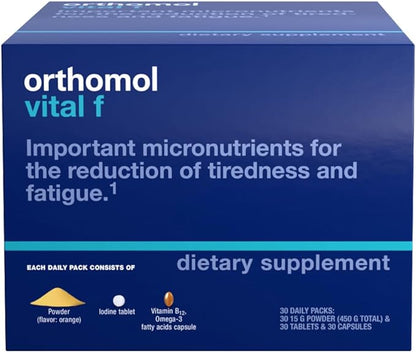 Orthomol Vital F Powder & Tablet Packet, Women's Multivitamin, 30-Day Supply, Vitamins A, B, C, D, E, K, Calcium, Iodine, Omega-3…