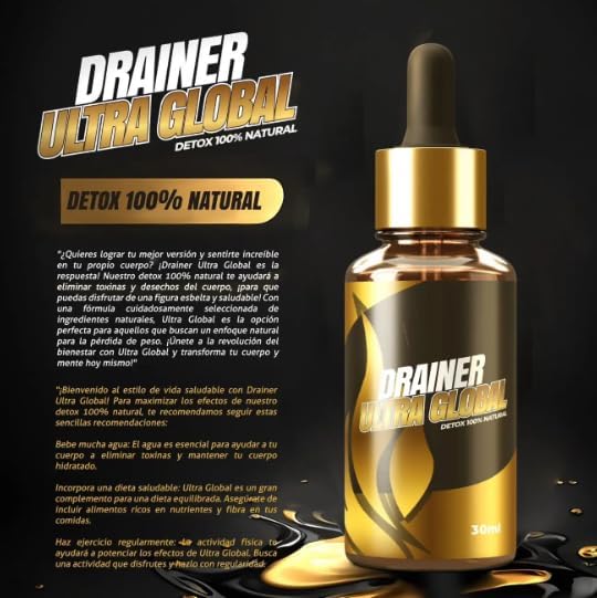 Eliminador de Grasa ULTRAGLOBAL DIURETICO 30 ml. Complemento Ideal que te ayuda bajar de peso, eliminar retención de líquidos, Tonificar masa Muscular magra y eliminar la ansiedad, Drainer