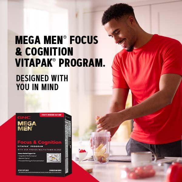 GNC Mega Men Focus & Cognition Vitapak Program | 30 Servings