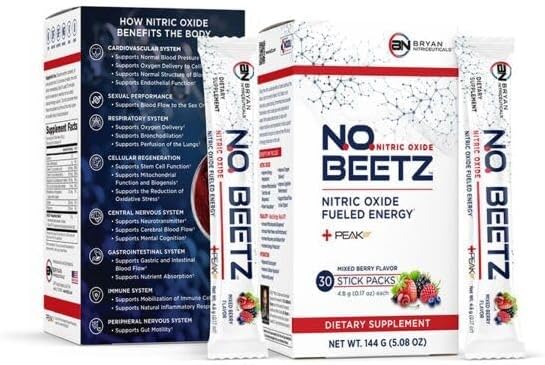 N.O. Beetz Nitric Oxide Fueled Energy Boost Supplement, Hydration & Cellular Energy Production Enhancer, Blend of Vitamins and Minerals (30 Servings)