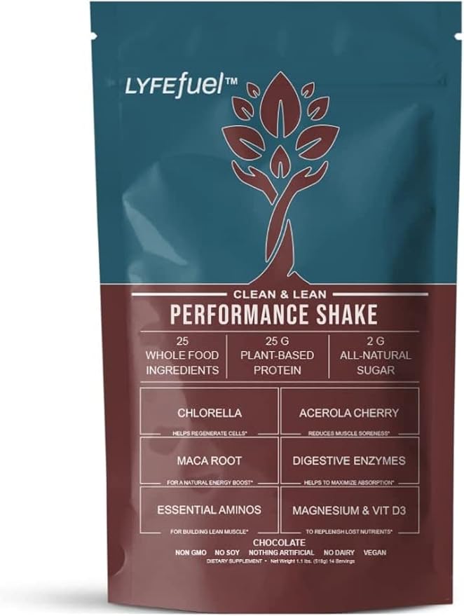 Vegan Protein Shake by LyfeFuel | Plant-Based Protein Powder with BCAA, Greens & Superfoods for Sports Performance, Recovery & Lean Muscle Building | Clean Whey Protein Powder (Chocolate, 24 Servings)
