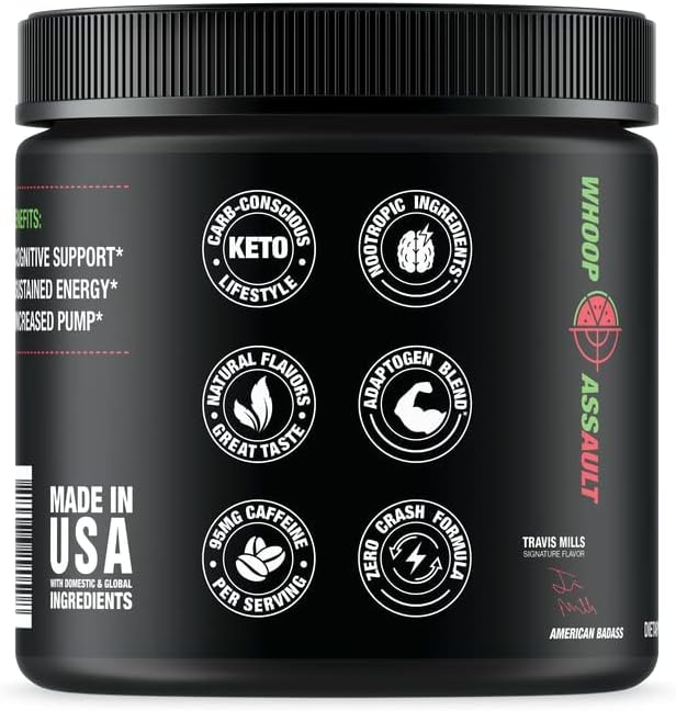 Jocko Fuel Pre Workout Powder with L-Citrulline, Nootropic & Caffeine for Endurance & Stamina - Keto, Sugar Free Blend for Distance Running, Cycling, Jiu Jitsu - 30 Servings (Watermelon)