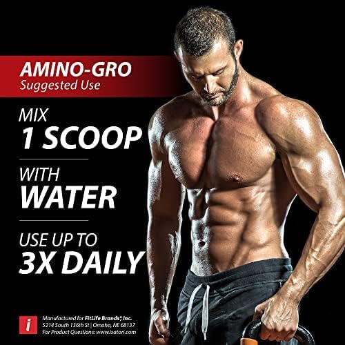iSatori Amino-GRO BCAA Powder, Branched Chain Amino Acids with Glutamine, Electrolyte Powder & Bio-GRO Bio-Active Peptides for Muscle Growth & Post Workout Recovery, Frosted Lemonade (30 Servings)