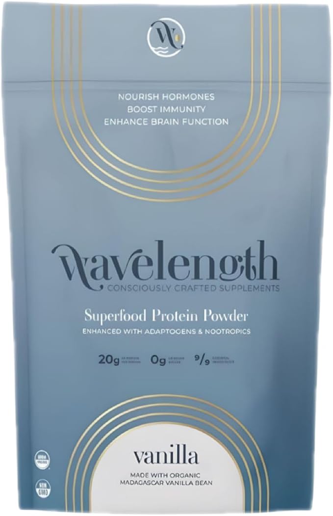 Wavelength VANILLA Organic Plant-Based Superfood Protein Powder! Consciously Crafted! USDA Organic, Plant-Based, Vegan, Soy-Free, Dairy Free, No Added Sugar!, 24.36
