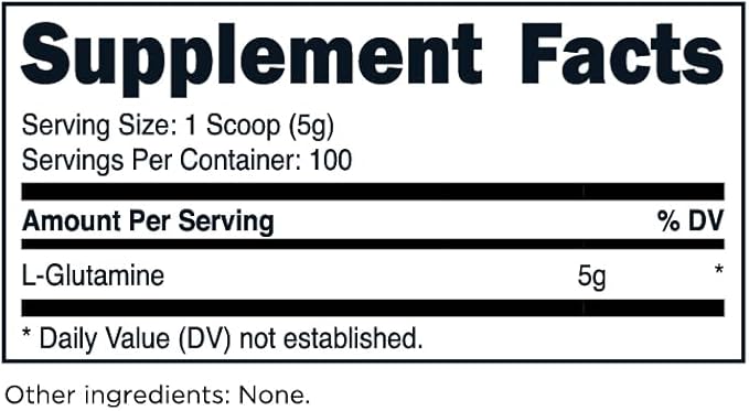 TransformHQ L-Glutamine Powder, 500G, 100 Servings - Gluten Free, Non-GMO