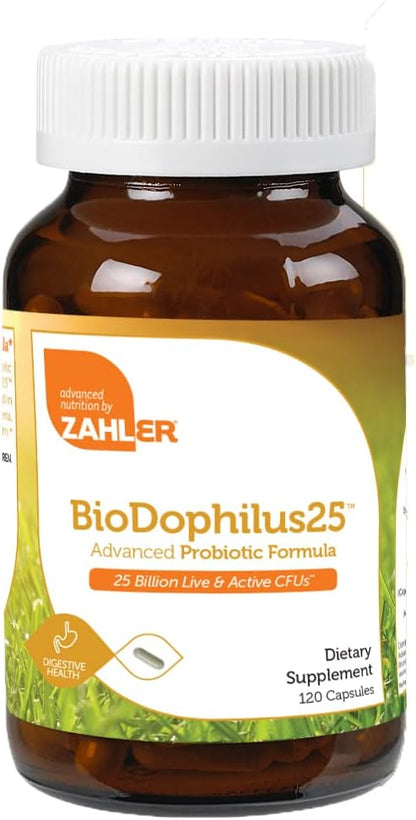 Zahler BioDophilus High Potency Probiotic Formula 25 Billion Live & Active CFUs - 120 Capsules