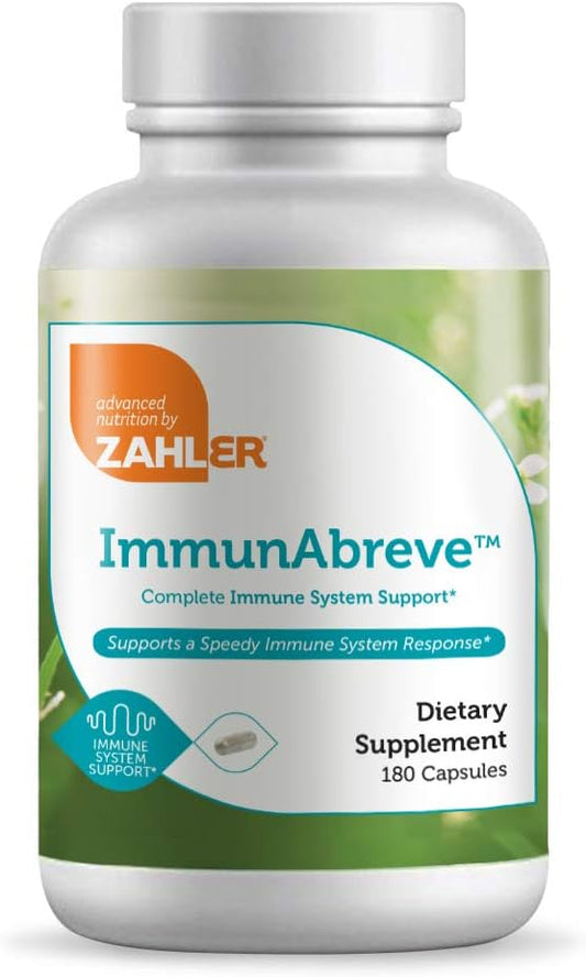 Zahler ImmunAbreve, Powerful Immune System Support, Contains Vitamin C Pantothenic Acid Echinacea and More, Certified Kosher (180 Capsules)