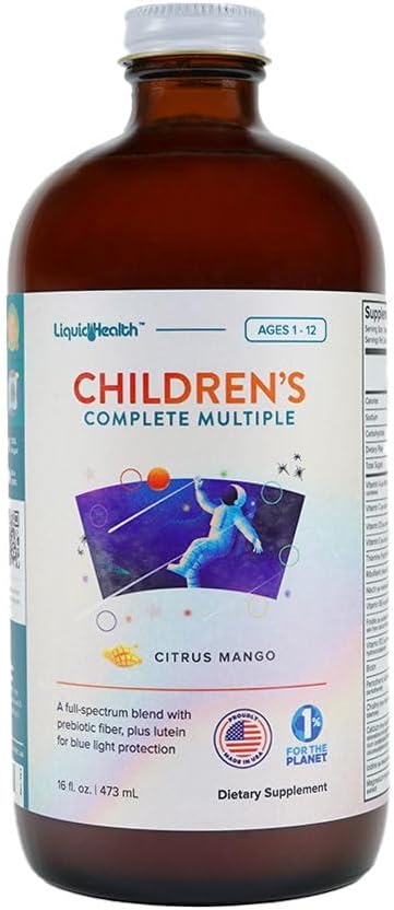 LIQUIDHEALTH Children's Complete Liquid Multivitamin for Kids, Toddlers - Essential Vitamins, Nutrients & Minerals, Immune Support, Gut Health - Great Taste, Vegan, Non GMO, Sugar-Free (16 oz)