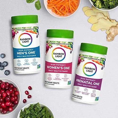 Rainbow Light High-Potency Prenatal One Multivitamin, Prenatal Health Multivitamin Supports Mom's Health and Baby's Development, With Vitamin C, Vegan, 60 Count