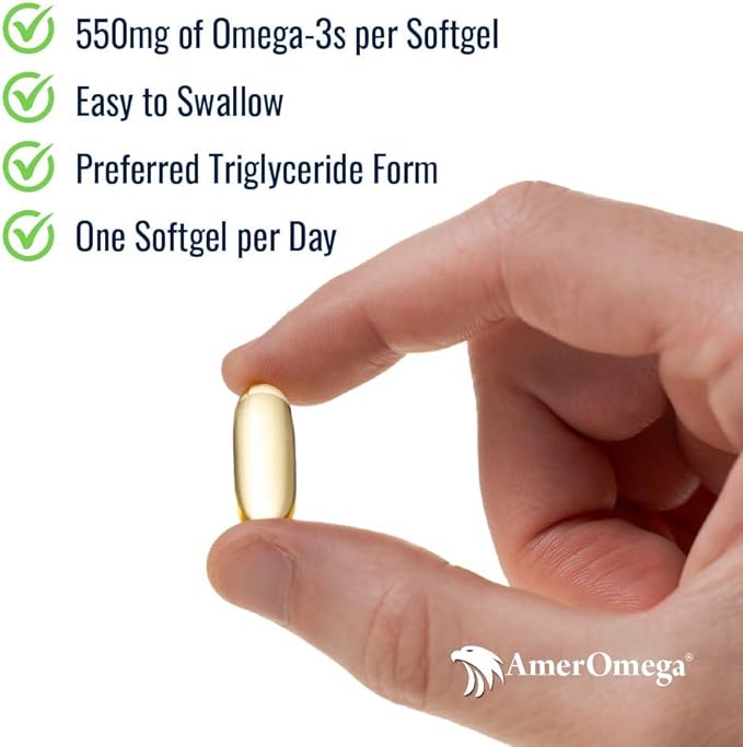 Preferred Triglyceride Omega-3 Fish Oil for Heart Health Support - Wild-Caught Alaskan Walleye Pollock - American-Sourced, American-Made - Non-GMO, Gluten-Free & Dairy-Free - 60 Softgels