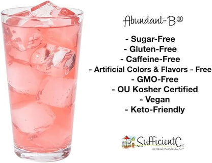 Sufficient-C Abundant-B High-Dose Methyl B-12 and Biotin Pink Lemonade Energy Drink Mix Solution - Flavor w/Function in Each Refreshing sip!