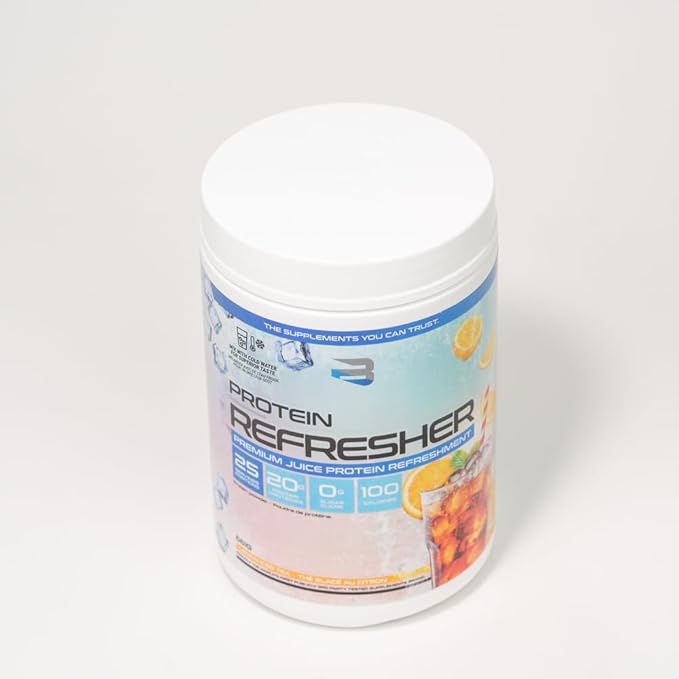Protein Refresher (25 Servings) - Revolutionary Juice-Type Whey Protein Powder for Fitness, Bodybuilding, Gym, or for Bigger Protein Intake (25 Scoops, Lemon Iced Tea)