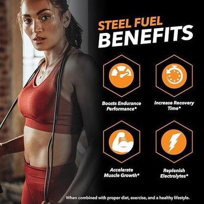 SteelFit Steel Fuel BCAA + Electrolyte Powder | Sugar-Free 2:1:1 Amino Acids Formula | Watermelon Lemonade, 30 Servings | No Crash Workout Hydration, Muscle Growth & Recovery