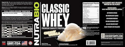 NutraBio Classic Whey Protein Powder- 25G of Protein Per Scoop - Full-Spectrum Amino Acid Profile - No Fillers, Artificial Colors, Preservatives - Low Glycemic Index - Creamy Vanilla, 5 Pounds