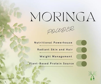 Organic Moringa Powder - Immunity Booster, Drumstick Leaf Powder, Natural Multi-Vitamin, Good for Hair & Skin (284gm/10oz) | Nutrient-Rich Superfood | Natural Energy Booster