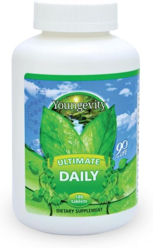 Youngevity Ultimate Daily Mega Multivitamin - 20+ Vitamins and Minerals w/ CoQ10 - Vitamins A, C, D, E, Zinc, Folate, Selenium, Calcium, Chromium, and More - High Absorption -180 Tablets (Pack of 1)