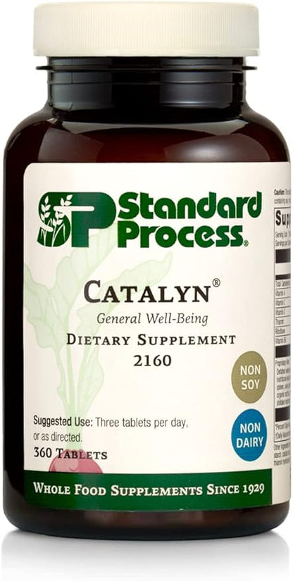 Standard Process Catalyn - Whole Food Foundational Support for General Wellbeing with Vitamin D, Vitamin C, Vitamin A, Thiamine, Riboflavin, Vitamin B6, Magnesium Citrate, and More - 360 Tablets