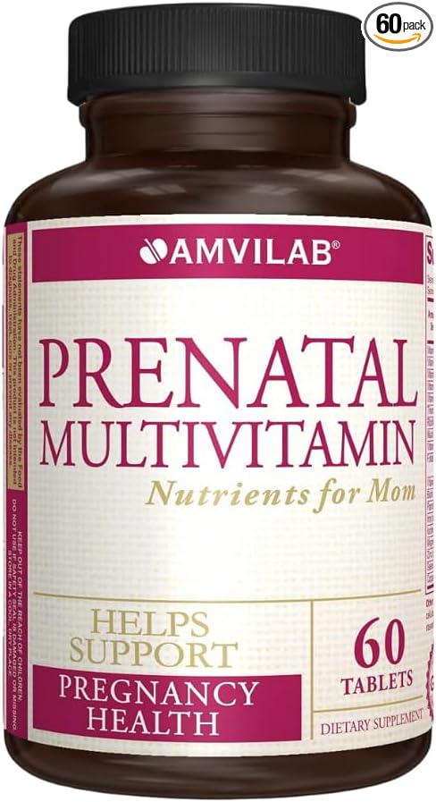 Prenatal Multivitamin - Helps Promote Pregnancy Health - Supports Immune System & Fetal Development - Essential Nutrients for Mom & Baby - Safe Formula - Dietary Supplement - 60 Tablets
