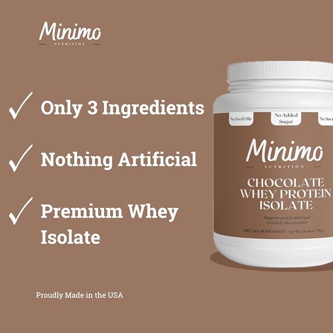 Whey Isolate Protein Powder, Chocolate, Whey Protein Isolate, No Seed Oils, No Added Sugar, No Sucralose, 1.61 lbs