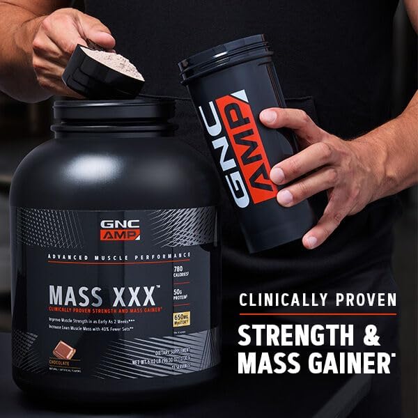 GNC AMP Mass XXX with MyoTOR Protein Powder | Targeted Muscle Building and Workout Support Formula with BCAA and Creatine | Vanilla | 13 Servings