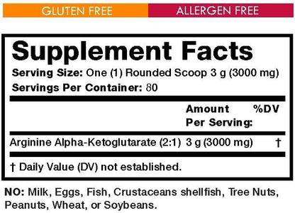 Olympian Labs PSN A-AKG Powder for Men's Health, Energy & Sports Nutrition Performance, 80 Servings, 240 Gram Jar