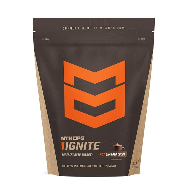MTN OPS Hot Ignite Coffee Alternative | Charged Cocoa Flavor | Instant Coffee Nootropic & L-Arginine L-Citrulline Blend for Cognitive Clarity, & Focus | 200mg Caffeine | 30 Servings