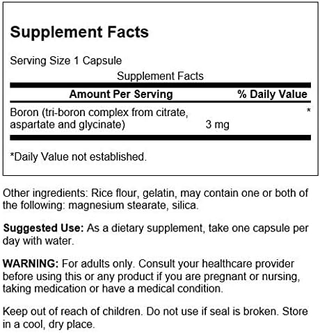 Swanson Triple Boron Complex - Bone Health and Joint Support Mineral Supplement - Citrate, Aspartate, Glycinate (250 Capsules) (2 Pack)