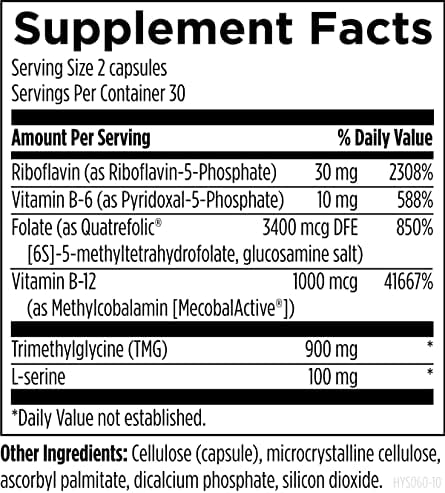 Designs for Health Homocysteine Supreme - Methylated B Vitamins with Riboflavin, B6, B12, Folate, L-Serine & TMG for Brain Support & Heart Health - Methylated Multivitamin (60 Capsules)