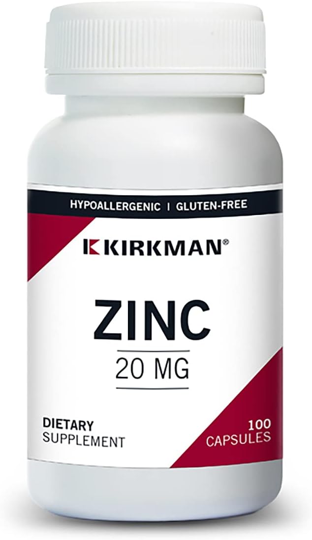 Kirkman - Zinc 20mg - 100 Capsules - Immune Support - High Absorption - Hypoallergenic