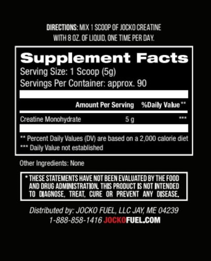 Jocko Fuel Creatine Monohydrate Powder - Creatine for Men & Women, Supplement for Athletic Performance & Muscle Health, 90 Servings 16 oz (Unflavored) (16 OZ JAR)