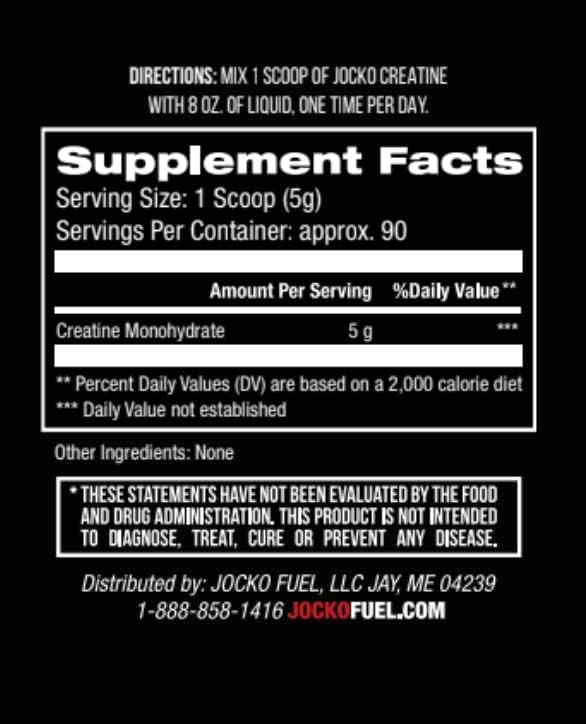 Jocko Fuel Creatine Monohydrate Powder - Creatine for Men & Women, Supplement for Athletic Performance & Muscle Health, 90 Servings 16 oz (Unflavored) (16 OZ JAR)