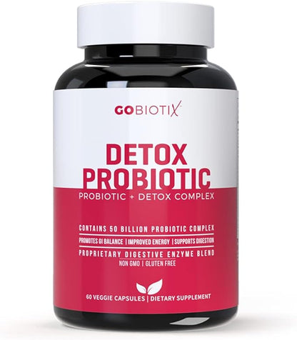 GOBIOTIX Probiotic Supplement with Digestive Enzymes - Detox and Digestive Health - Milk Thistle, Turmeric, and Dandelion Root for Gut Health - 50 Billion CFU - 60 Capsules